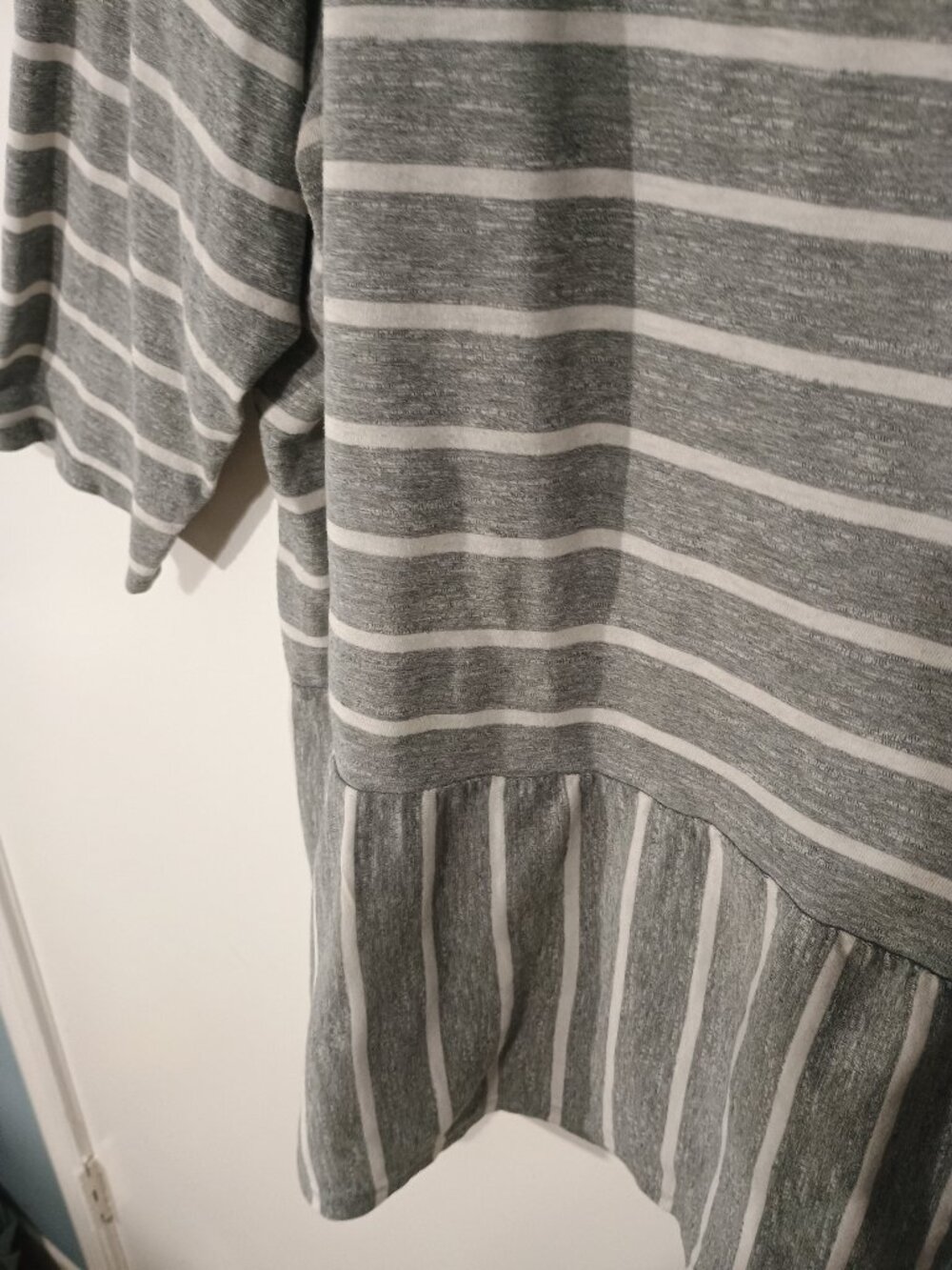 Sonoma Goods For Life 3X Gray White Striped Peplum Top 3/4 Sleeve Plus Size Cott - Picture 5 of 6